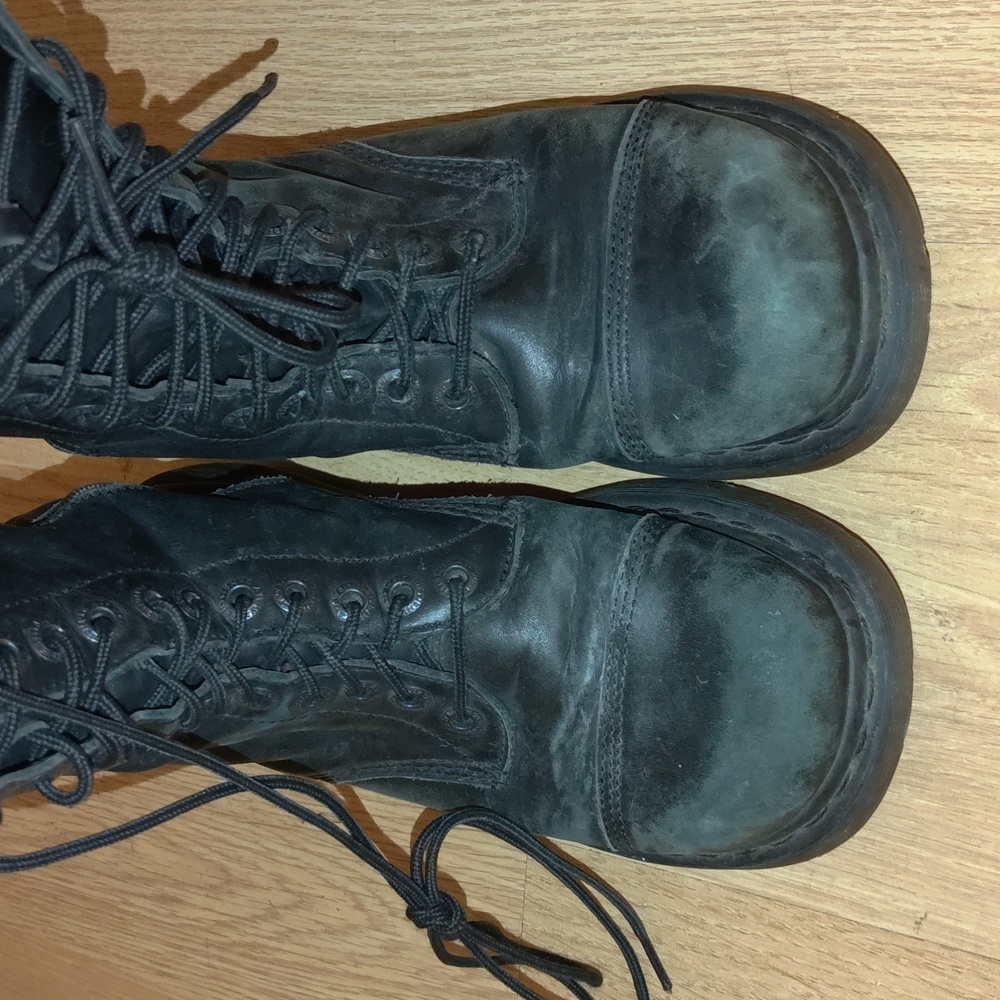Dr Martens Miranda Black 14-Eye Lace Up Leather Combat Boots Women's Size 10 - Picture 2 of 15
